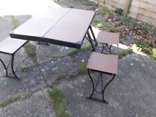 1930's FOLDING PICNIC TABLE WITH FOUR SEATS - Vintage Historic Caravan Camping
