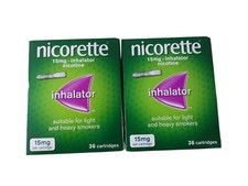 nicorette inhalator 15mg 2x36 inhalators each with mouthpiece. Reduced to clear 