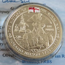 GUERNSEY 2003 HORATIO NELSON SILVER PROOF £5 CROWN - history of the royal navy