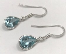 Blue topaz drop earrings solid - topaz,