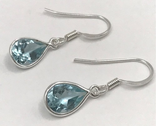 Blue topaz drop earrings - , solid