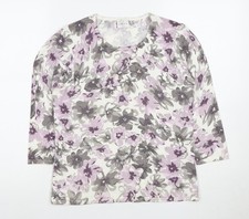 East Ex Women's Floral 3/4 Sleeve Knit T-Shirt Size 10