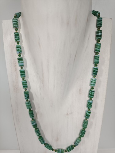 Green white striped swirl - green,