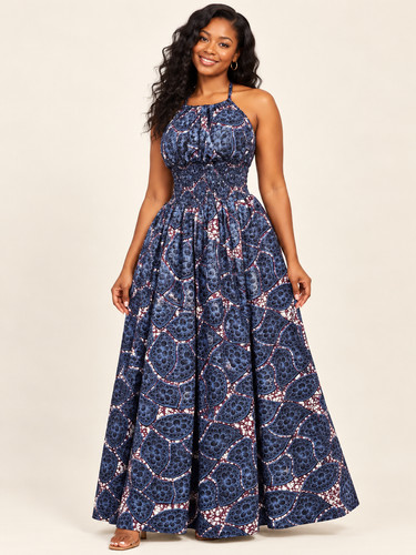 African print long circle - african,