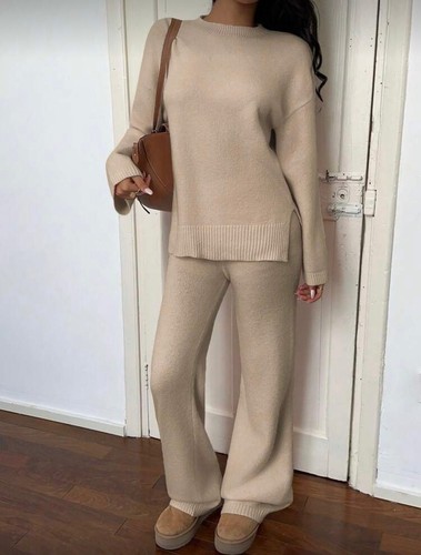 Beige sand lounge wear set - beige,