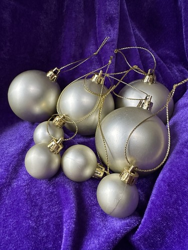 Pale gold christmas baubles - christmas,