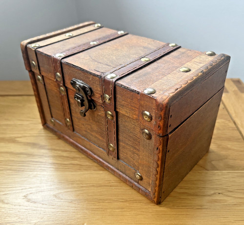 Small wooden chest box with - small,