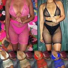 New Womens Sparkle Set Mesh
