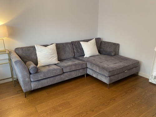 Grey suede material sofa - grey,
