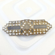 Vintage Art Deco Revival Rhinestone Brooch Sparkly Jewellery Geometric Lapel Pin