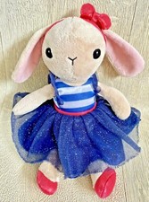 H&M Bunny Rabbit Soft Toy Comforter Plush Navy Pink Bow Dress Dressed 9" Cuddly