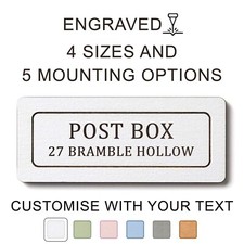 Personalised POST BOX Wooden Sign, Custom Number Address Wall Door Engraved Sign