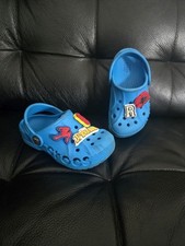 Crocs Size 8 Boys Kids C8 Blue Slip On Spiderman Charms