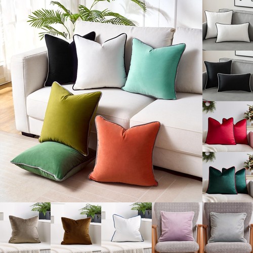 Velvet piped edge cushion - velvet,
