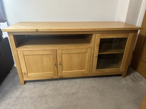 Large solid oak unit stand - large, tv