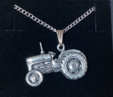 Tractor Silver Pewter Pendant