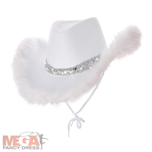 White cowboy hat marabou - white,