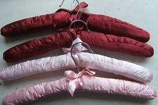 LUXURY SOFT SATIN PADDED COVERED WOODEN COAT HANGERS PINK OR RED 99p EACH !!