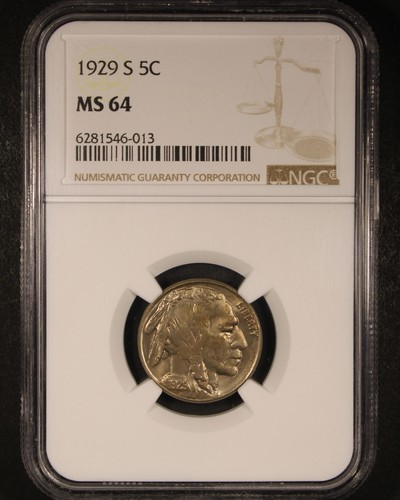 1929 buffalo nickel 5c - buffalo, ngc