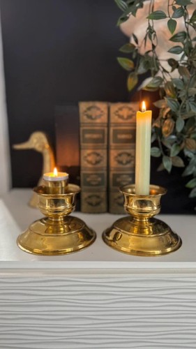 Pair vintage brass - pair, candle
