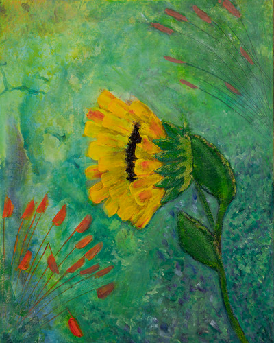 Sunflower mixed media - sunflower,