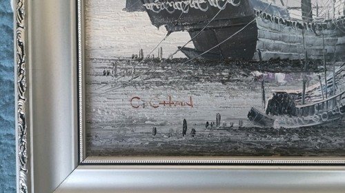 Large signed oil painting - signed,