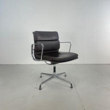VINTAGE EAMES VITRA FOR HERMAN MILLER BROWN LEATHER SOFT PAD GROUP CHAIR #4257