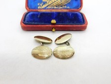 18ct Yellow Gold on Sterling Silver Lined Gents Cufflinks Antique c1930