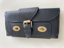 Mulberry Black Leather Wallet brass hardware, 18cm x 10cm, postman's locks