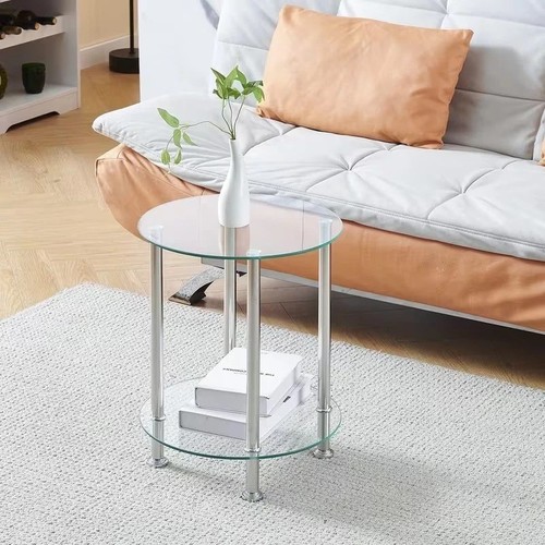 Round tier glass side table - side,