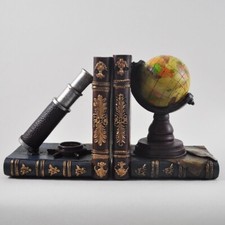 Globe and Telescope Shelf Tidy Book Ends Antique Style Giftware