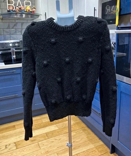 Róhe black knit pompom crew - black,