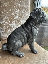 Pug Dog Statue Grey/Silver