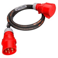 32Amp 5 Pin Extension Lead 6mm² 415V IP44 Heavy Duty Industrial Rubber Cable 3PH