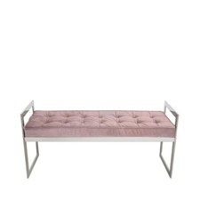 Pink velvet dining bench