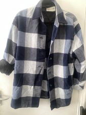 Vintage Lumberjack Shirt Shacket Jacket Wool Blue Check M/L Workwear Wool