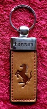 FERRARI KEYRING TAN LEATHER