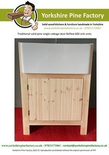 Traditional solid pine single COTTAGE door Belfast sink cabinet - SINK INCLUDED