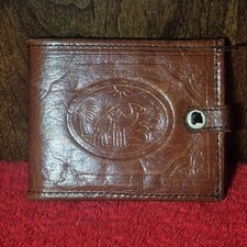 Vintage Hand-Tooled Camel Design Genuine Leather Wallet – Brown Moroccan Artisan
