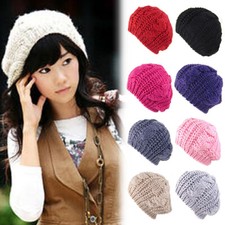 Women Beanie Hat Cap Knitted Crochet Warm Girl Slouch Winter Lady Baggy Beret