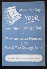 Vintage 1950s Post Office Savings Bank Card Advertising Counter Top Stand