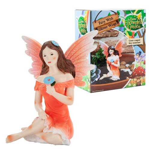 Sitting pink glitter fairy - glitter,