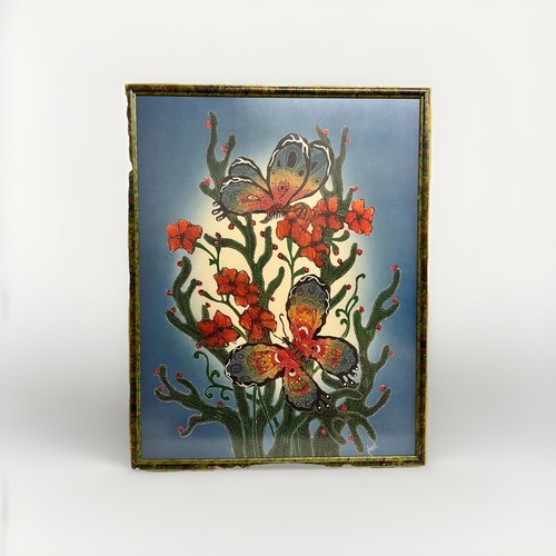 Framed textile wall art - textile, batik