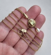 9ct Yellow Gold Hallmarked Clogau Peridot & Pearl Necklace 18” 4.9g