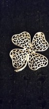 Beautiful Vintage SARAH COV Gold Plated 4Leaf Clover Brooch With Open Fret Work 