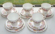 Colclough Fine English Bone China Wayside Pattern 15pc Cups Saucers Plates