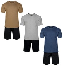 Mens Short Pyjamas Plain Colour T Shirt & Shorts Lounge Night Wear S to 3XL New