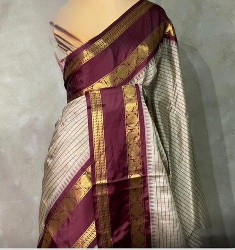 Semi silk double border saree