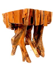 Teak Wood Side Table Burl Wood Stool Teak Wood Stool Solid Tree Trunk Table