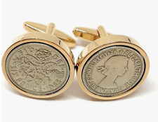 Handmade 1965 Lucky Sixpence Cufflinks – Rose Gold Plated, 60th Birthday Gift fo